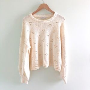 Madewell Floral Pointelle Pullover Sweater. Off White Color, Size M.